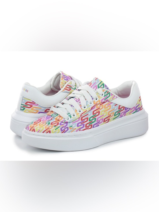 Skechers Shoes - Skechers White Sneakers with Rainbow 'S' Logo Pattern